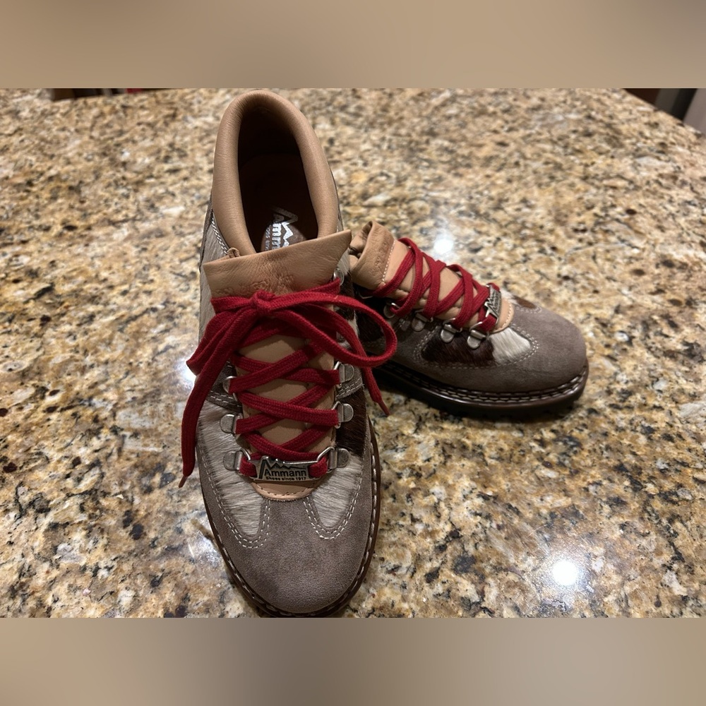 Ammann of Switzerland Chueli Suede and Cowhide Laced Shoes